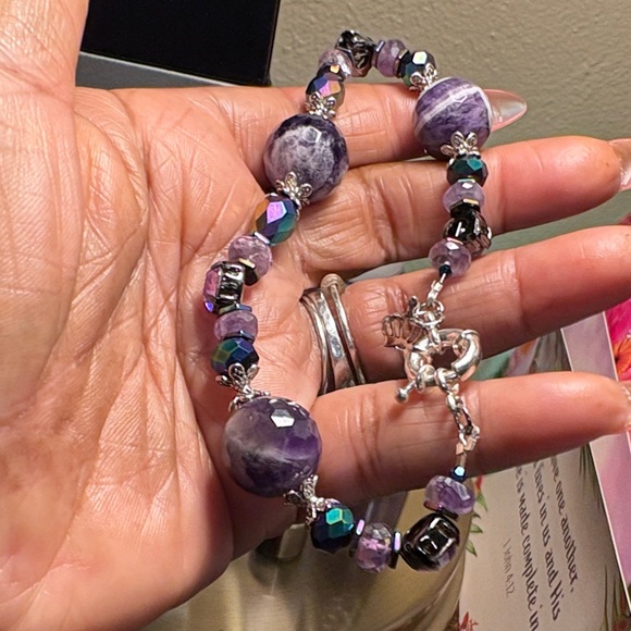 Artisan Chevron Amethyst Custom Purple Statement Bracelet NEWππππππποΈ - Picture 2 of 11